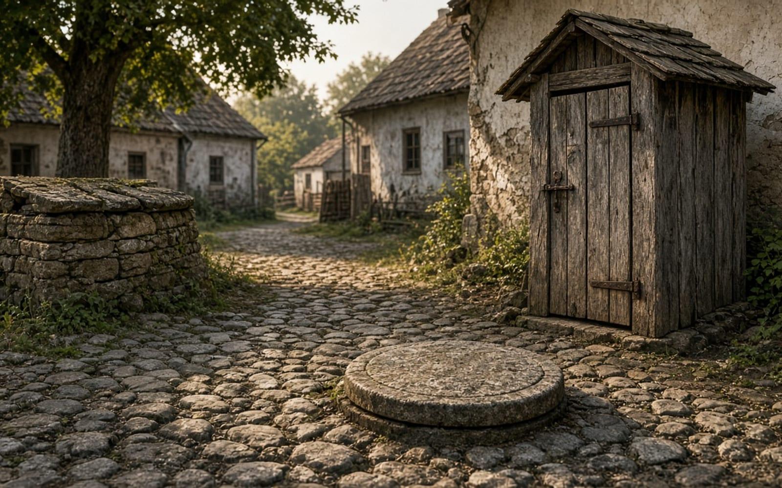 Historyczny wiejski wychodek i kamienna pokrywa szamba – zanim powstało nowoczesne szambo